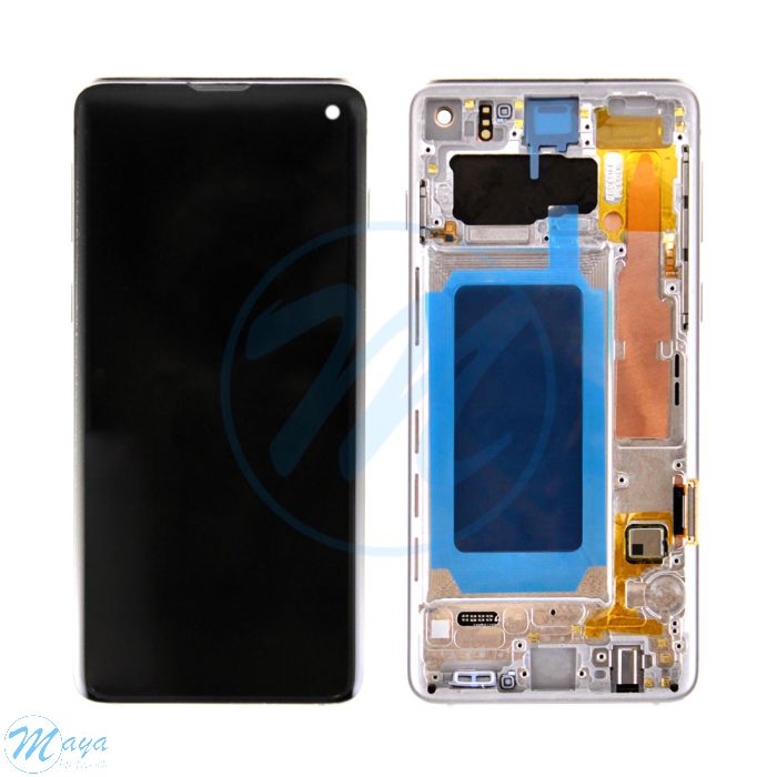 (TFT) Samsung S10 (with Frame) Replacement Part -  Prism White (without Finger Print Sensor)